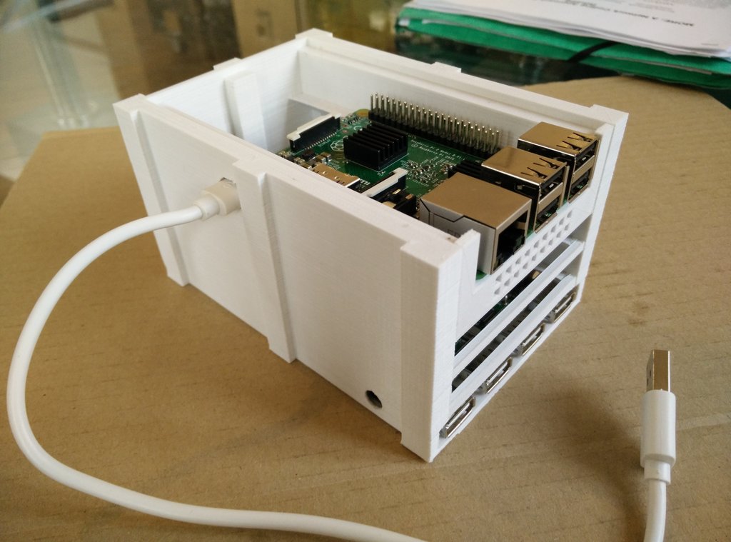 The Raspberry Pi in place on top of the the case