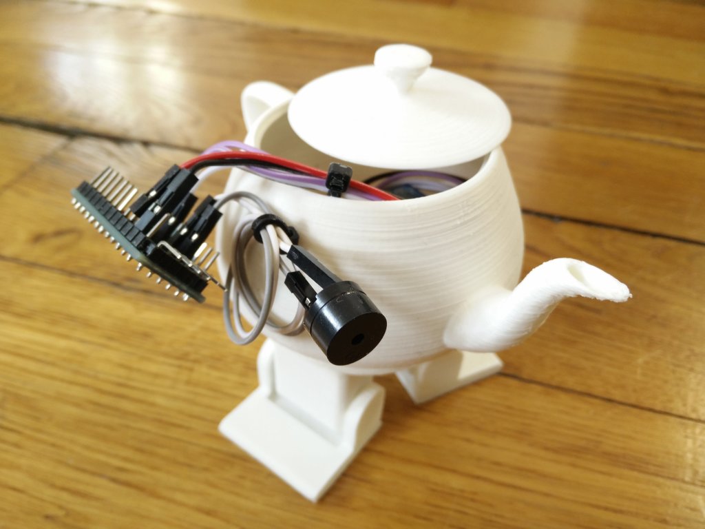 The Arduino board of my robotic teapot with a piezo sounder