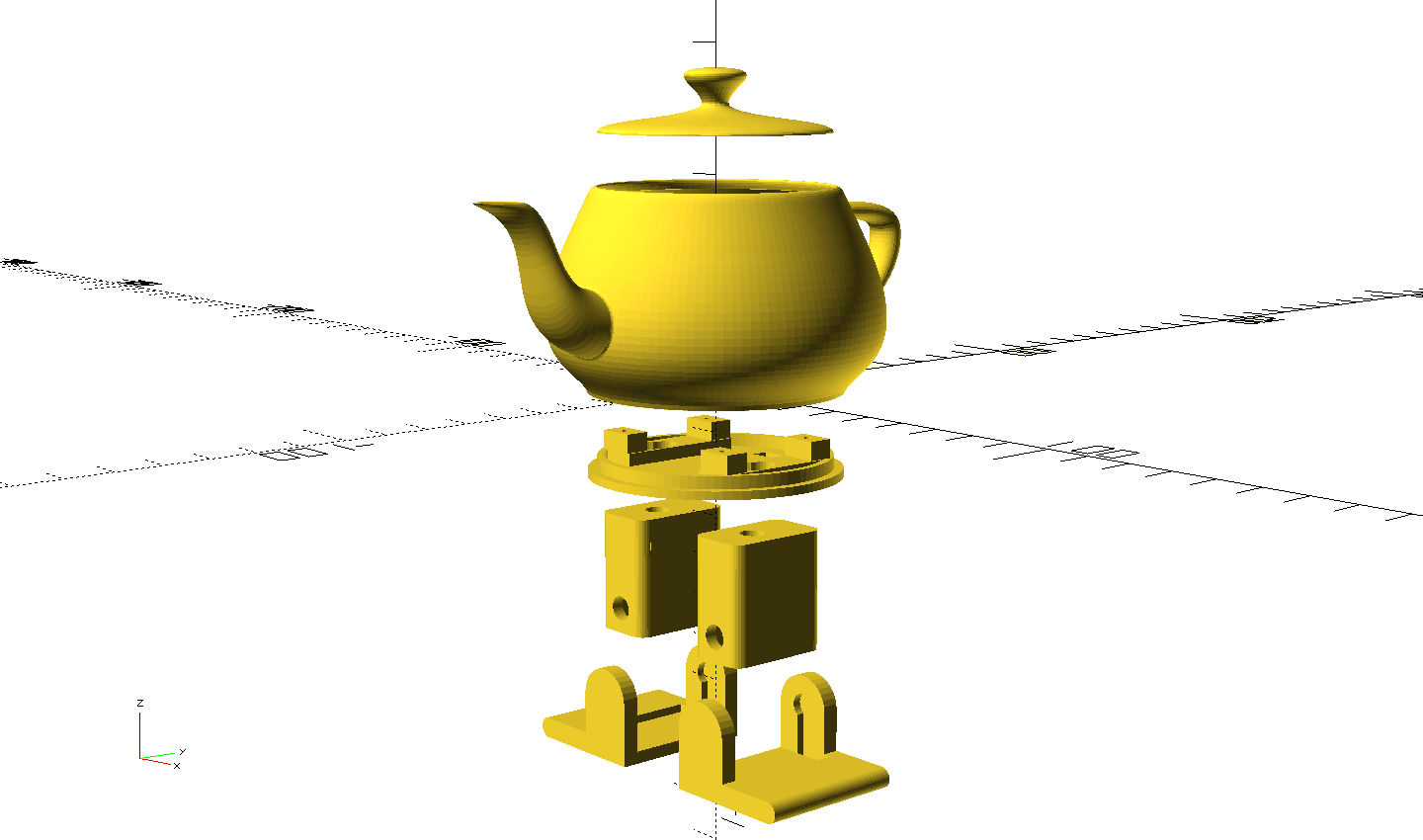 3D models forming the robotic teapot